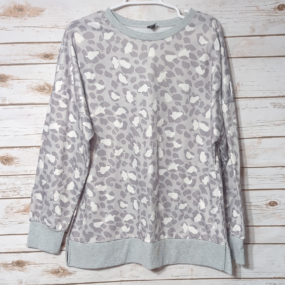 Gray Leopard Print Women's Top